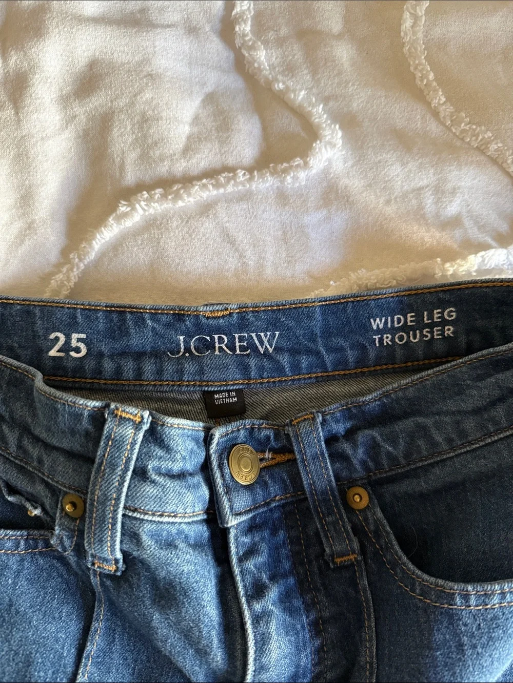 J.Crew Wide Leg Trouser Jean High Rise Medium Wash Denim Size 25